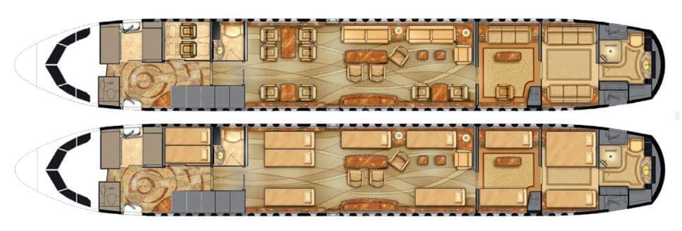 Boeing Business Jet cabin floorplan