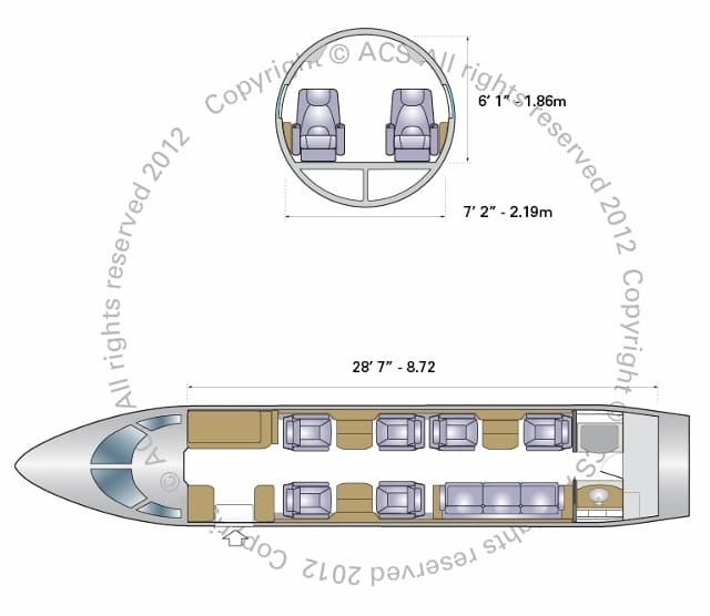 Bombardier Challenger 300 cabin floorplan