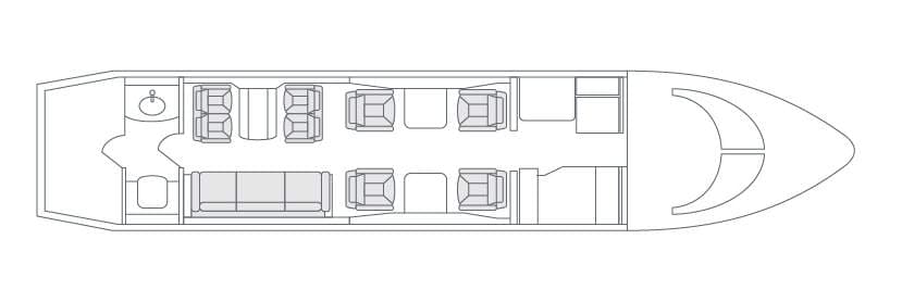 Bombardier Challenger 600 cabin floorplan