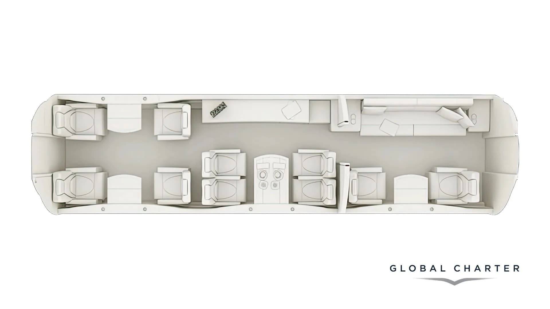 Bombardier Global 5000 cabin floorplan
