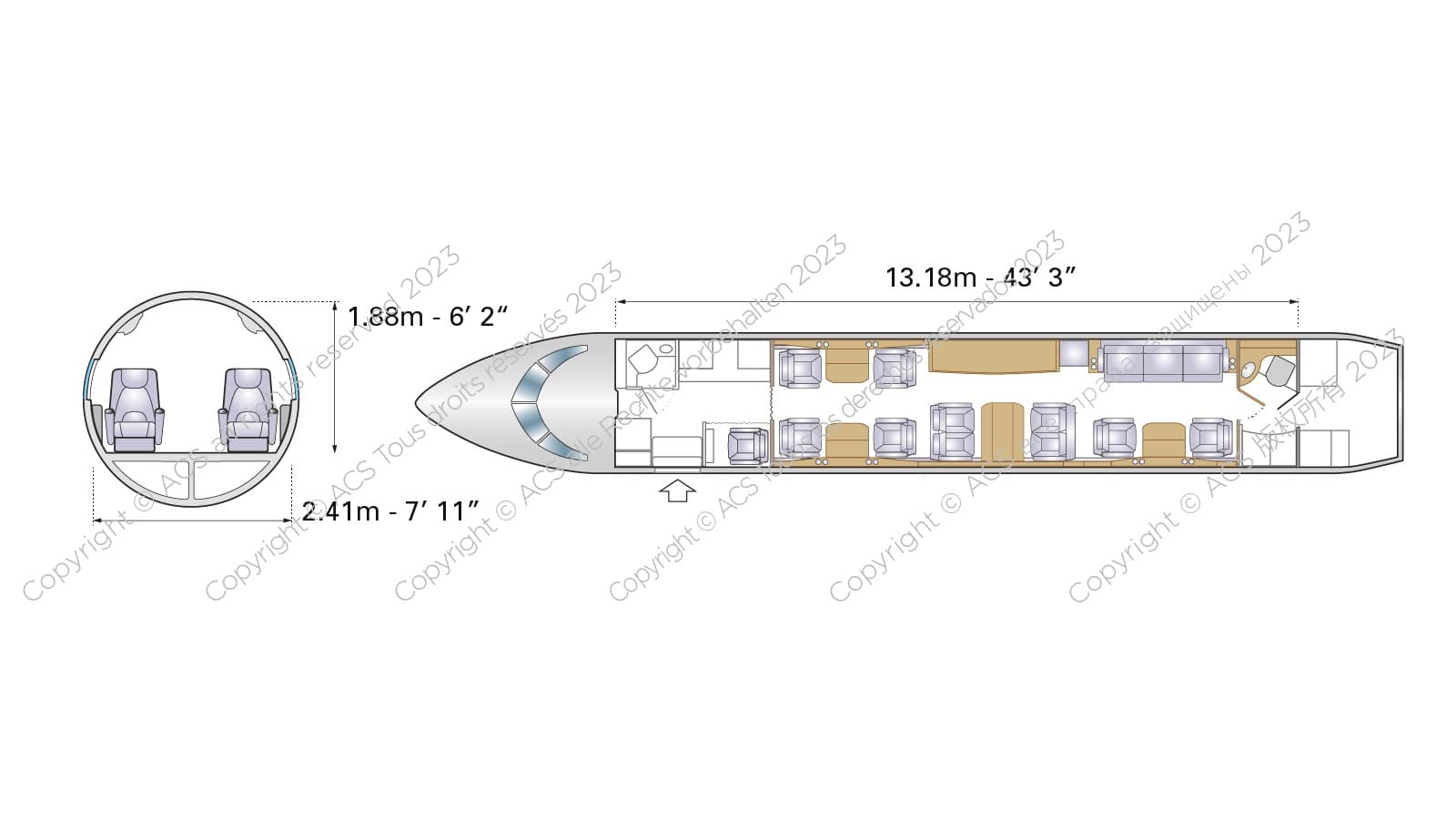 Bombardier Global 6000 cabin floorplan