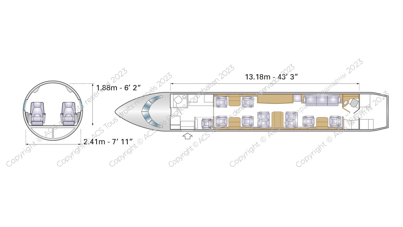 Bombardier Global Express XRS cabin floorplan