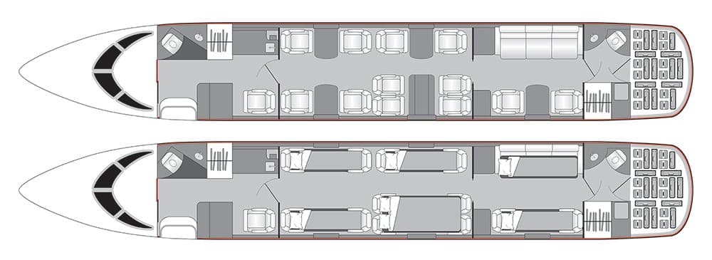 Bombardier Global Express cabin floorplan