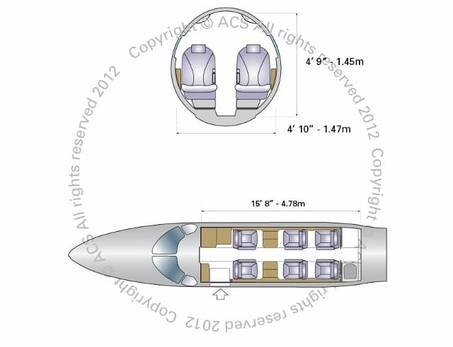 Cessna Citation CJ4 cabin floorplan