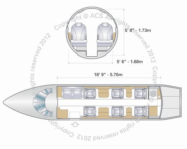 Cessna 560XL Citation XLS+ cabin floorplan