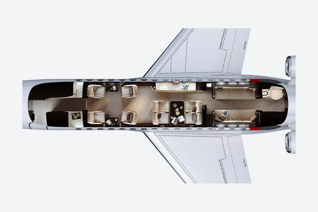 Dassault Falcon 8X cabin floorplan