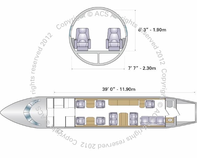 Dassault Falcon 900EX cabin floorplan