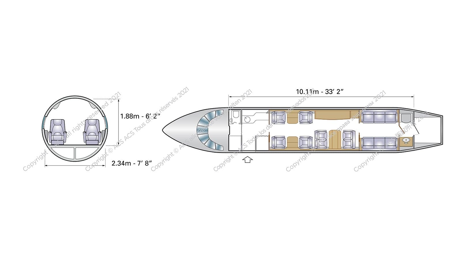 Dassault Falcon 900LX cabin floorplan