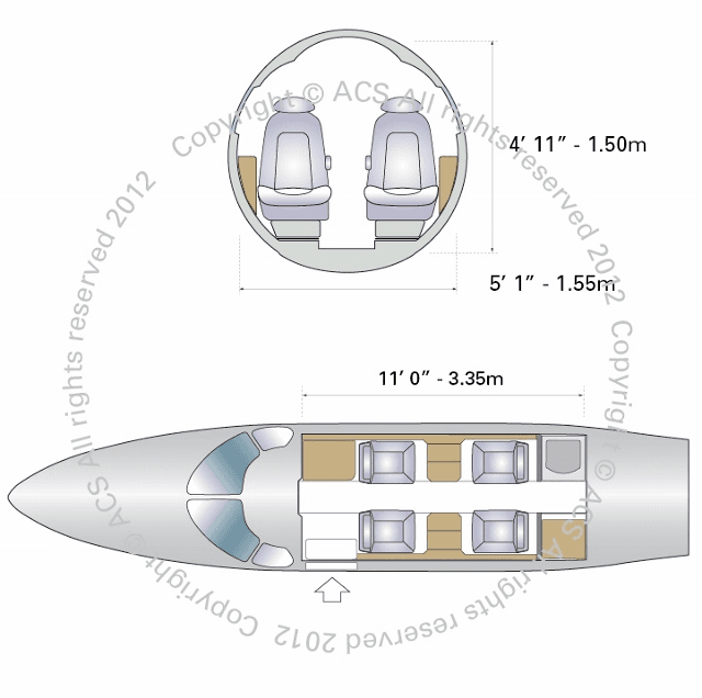 Embraer Phenom 100 cabin floorplan