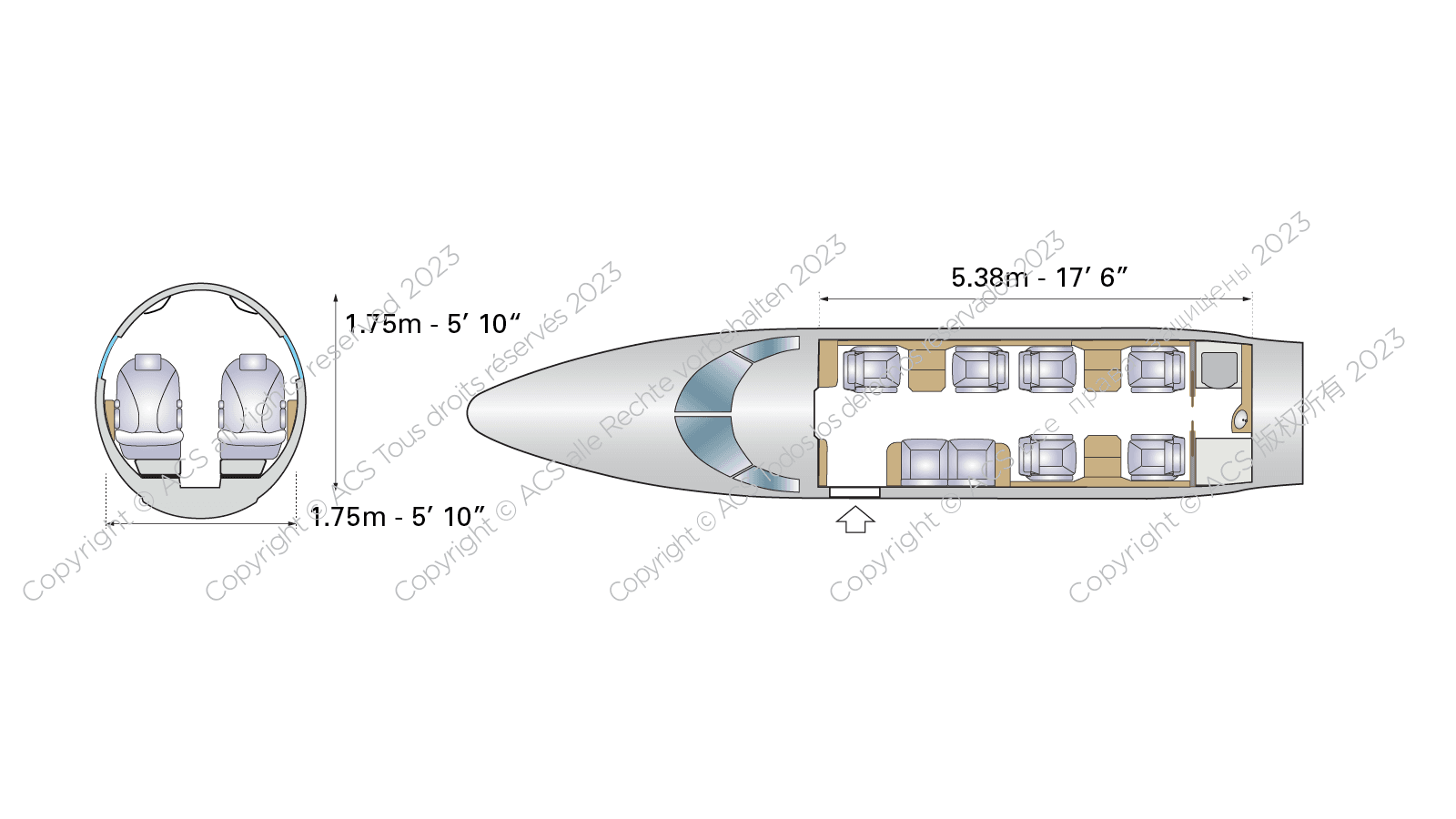 Gulfstream G150 cabin floorplan