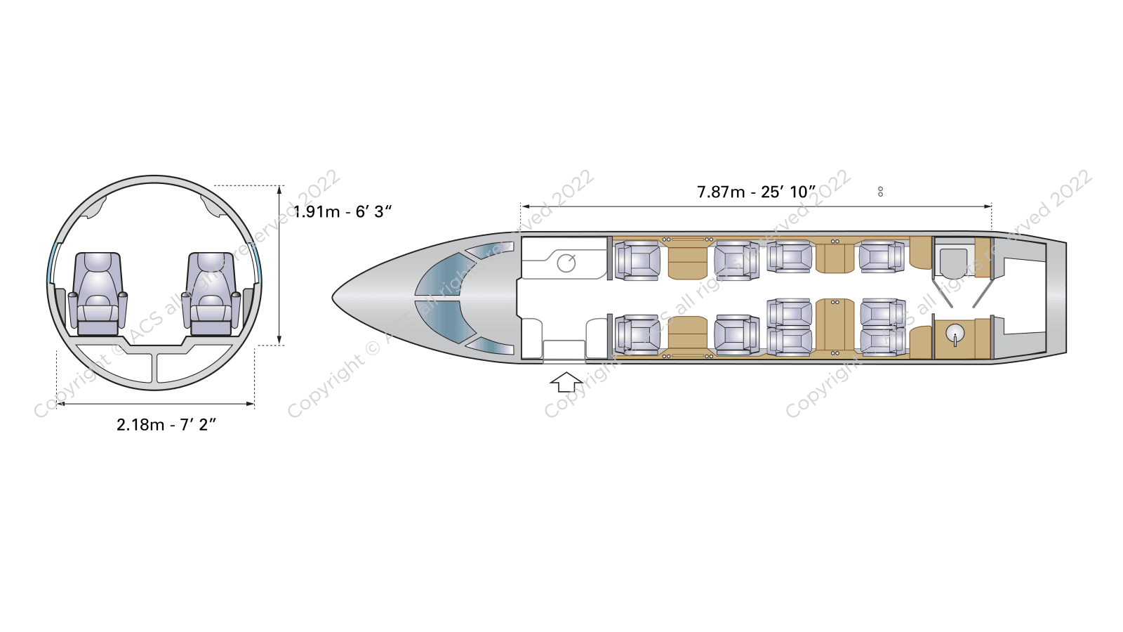Gulfstream G280 cabin floorplan