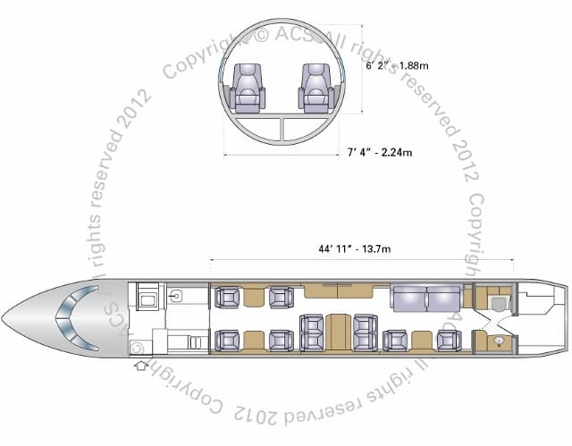 Gulfstream G450 cabin floorplan