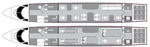 Gulfstream G500 cabin floorplan