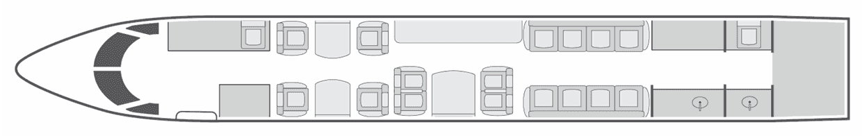 Gulfstream IV SP cabin floorplan