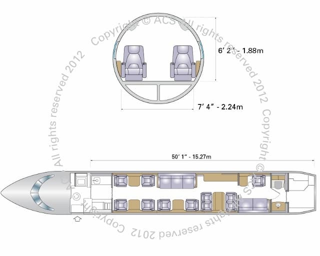Gulfstream V cabin floorplan