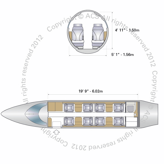 Learjet 45 cabin floorplan