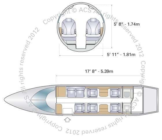 Learjet 60 cabin floorplan