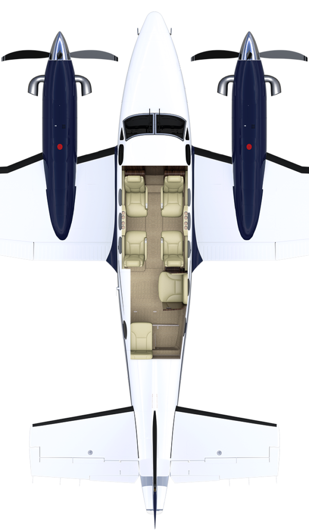 Beechcraft C90A King Air cabin floor plan — Dabo Swinney's private jet interior layout