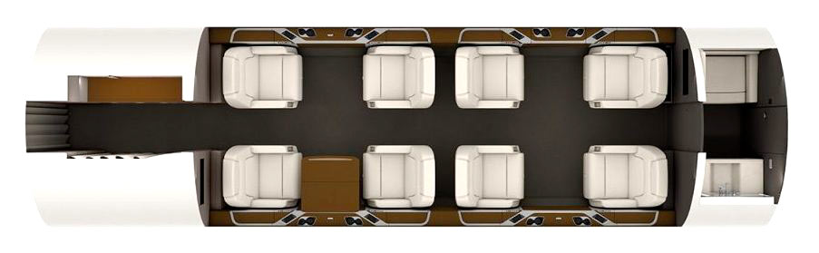 Bombardier Challenger 350 cabin floor plan — Bank of America's private jet interior layout