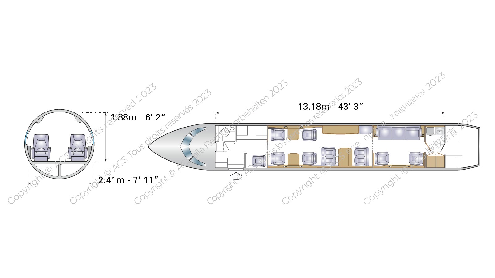 Bombardier Global 6500 floor plan