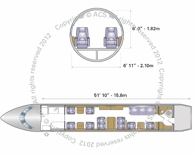 Embraer Legacy 650 cabin floor plan — Gautam Adani's private jet interior layout