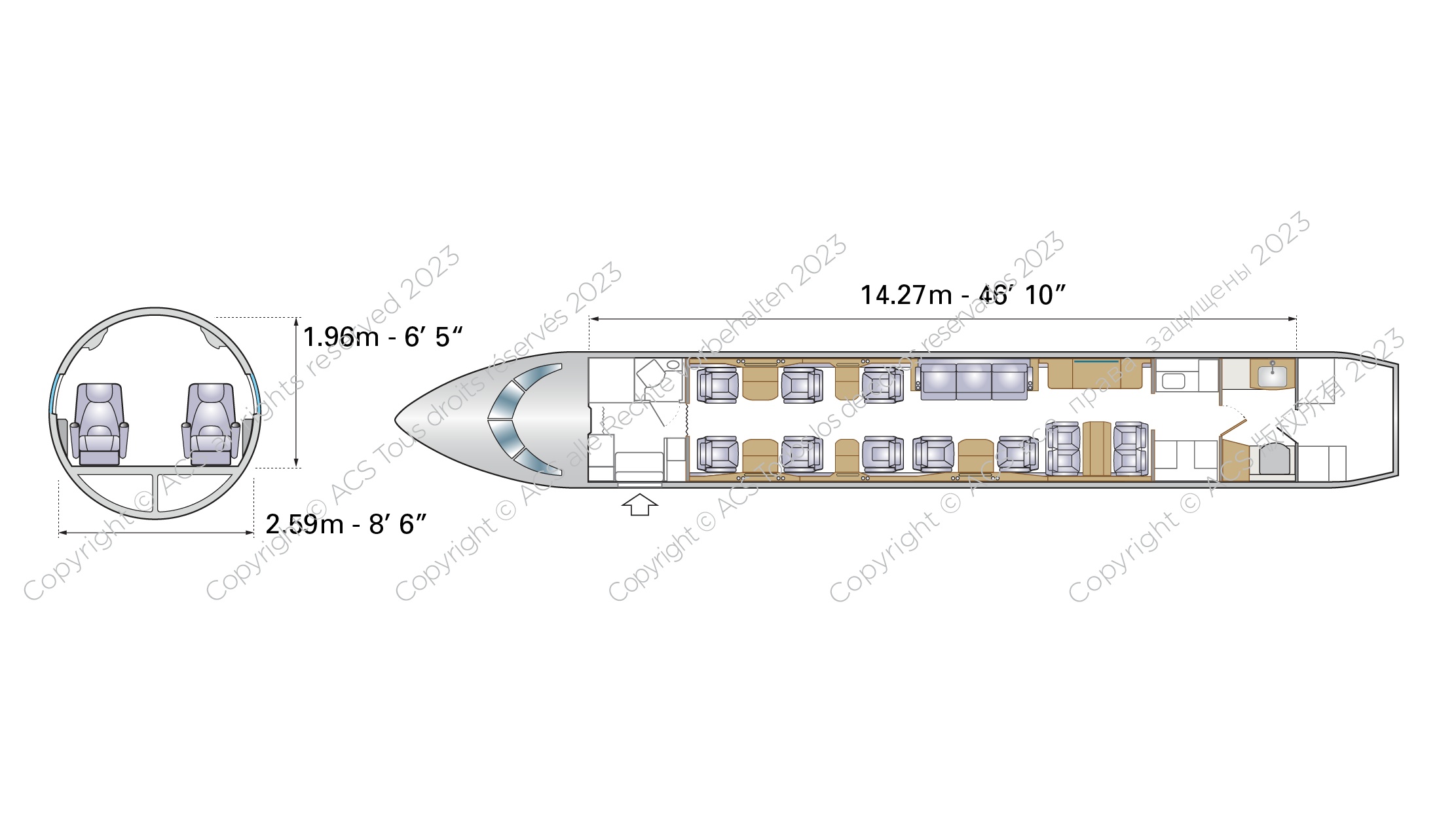 Gulfstream G650ER floor plan