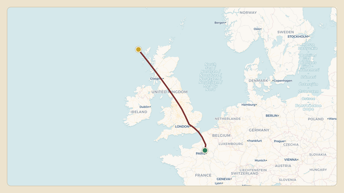 Flight path for Mitch Kapor's N700MK from LFPB — Paris-Le Bourget International Airport to PANC — Ted Stevens Anchorage International Airport