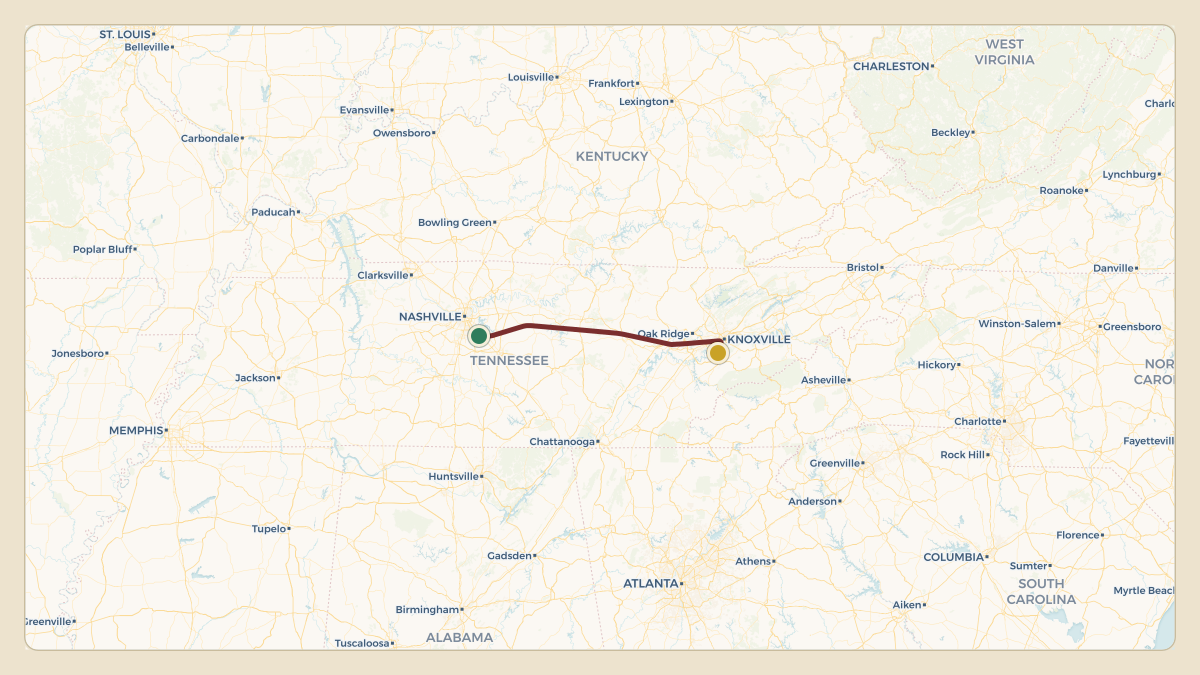Flight path for Jimmy Haslam's N715CB from KJWN — John C Tune Airport to KTYS — McGhee Tyson Airport
