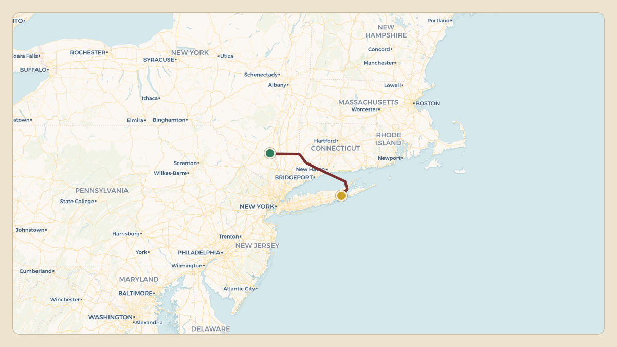 Flight path for Howard Lutnick's N527AH from KSWF — New York Stewart International Airport to KFOK — Francis S Gabreski Airport