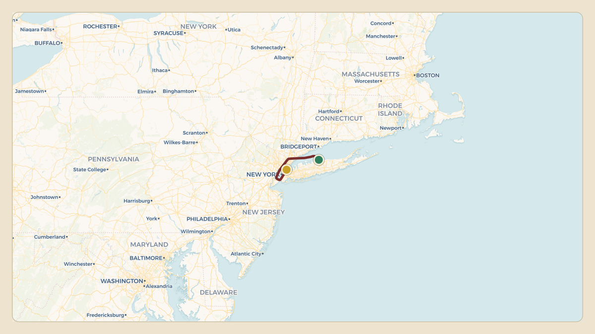 Flight path for Ferrari of Fort Lauderdale's N99MB from KISP — Long Island MacArthur Airport to KLGA — LaGuardia Airport