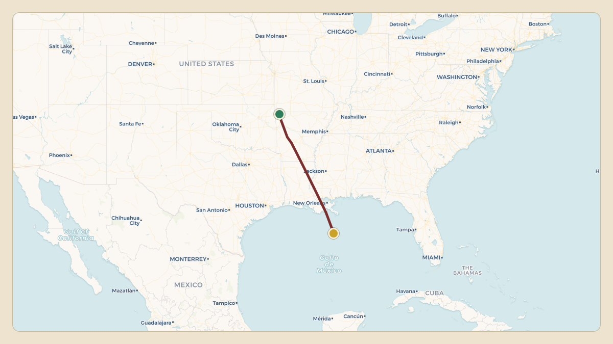 Flight path for Walmart's N392MS from KROG — Rogers Municipal Airport-Carter Field to SPJC — Jorge Chávez International Airport
