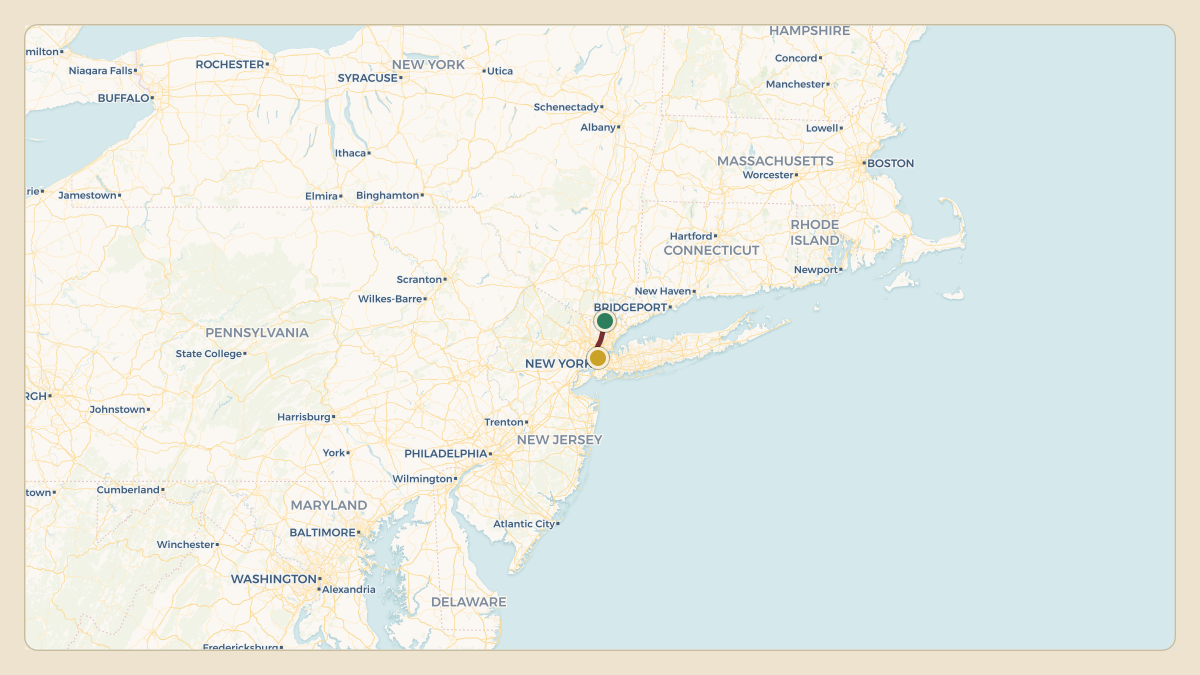 Flight path for Kathy Hochul's N761NY from KHPN — Westchester County Airport to 6N7 — New York Skyports Inc Seaplane Base