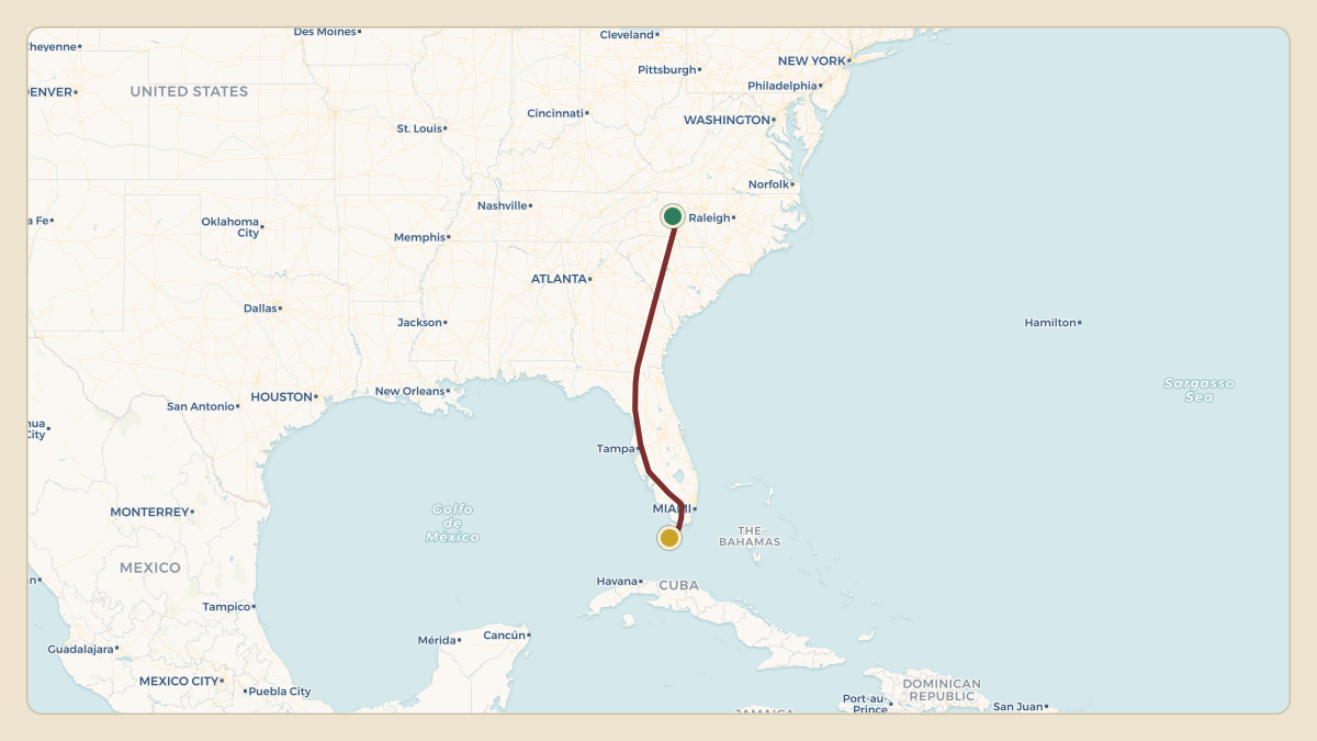Flight path for Dale Earnhardt Jr.'s N38AD from KSVH — Statesville Regional Airport to KMTH — Florida Keys Marathon International Airport