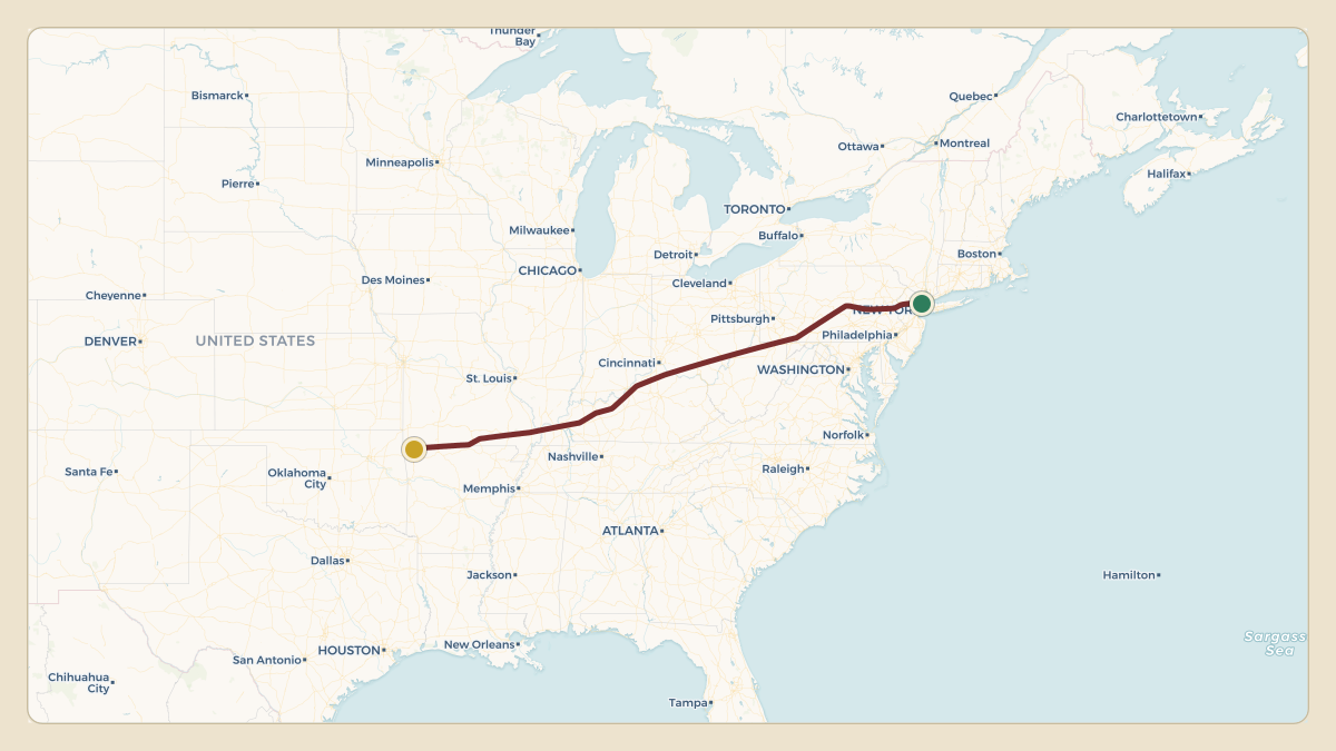 Flight path for Walmart's N383PA from KTEB — Teterboro Airport to KROG — Rogers Municipal Airport-Carter Field