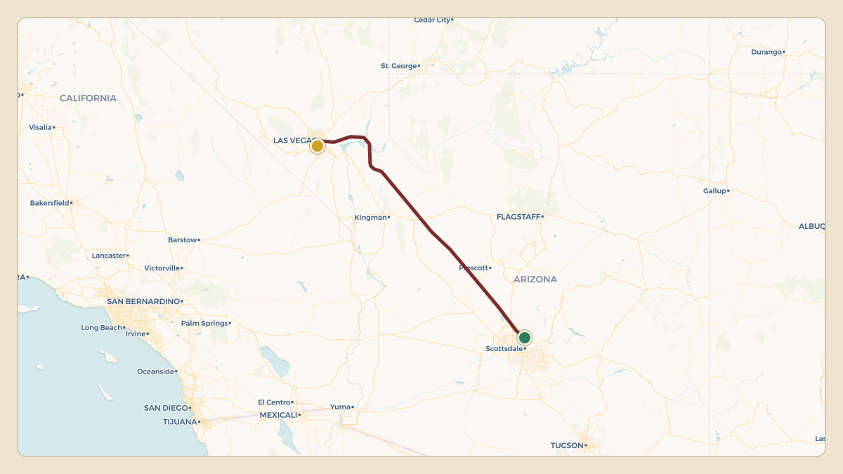 Flight path for MGM Resorts's N781MM from KSDL — Scottsdale Airport to KLAS — Harry Reid International Airport