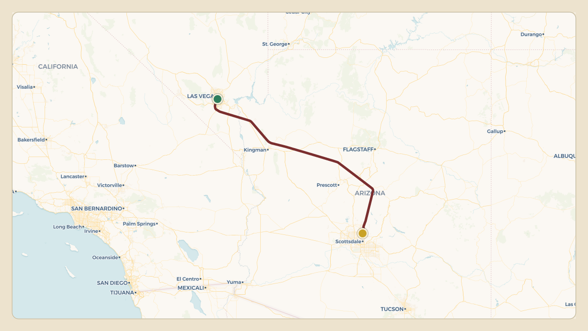 Flight path for MGM Resorts's N781MM from KLAS — Harry Reid International Airport to KSDL — Scottsdale Airport