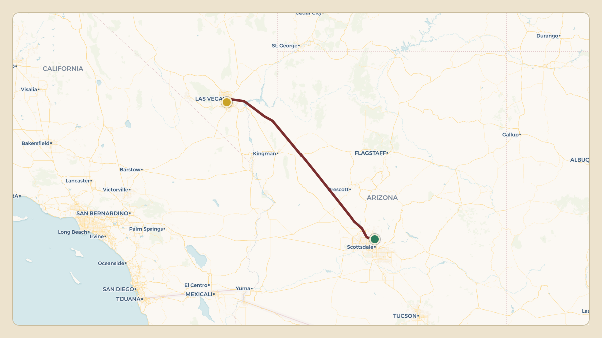 Flight path for MGM Resorts's N781MM from KSDL — Scottsdale Airport to KLAS — Harry Reid International Airport