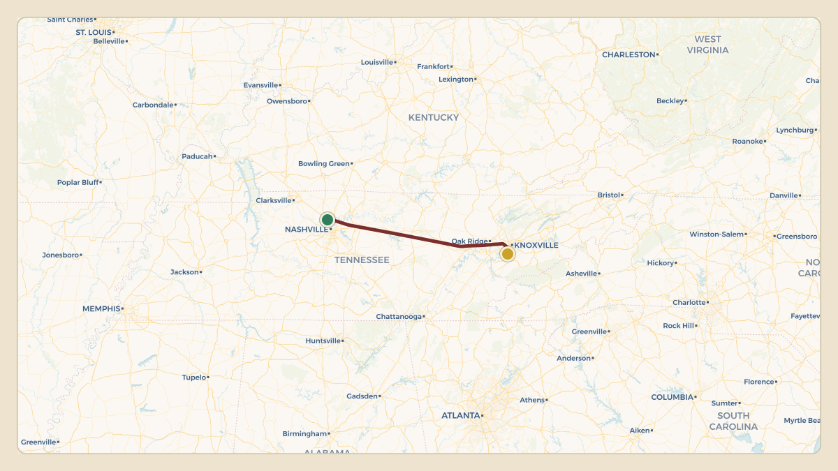 Flight path for Jimmy Haslam's N715CB from KJWN — John C Tune Airport to KTYS — McGhee Tyson Airport