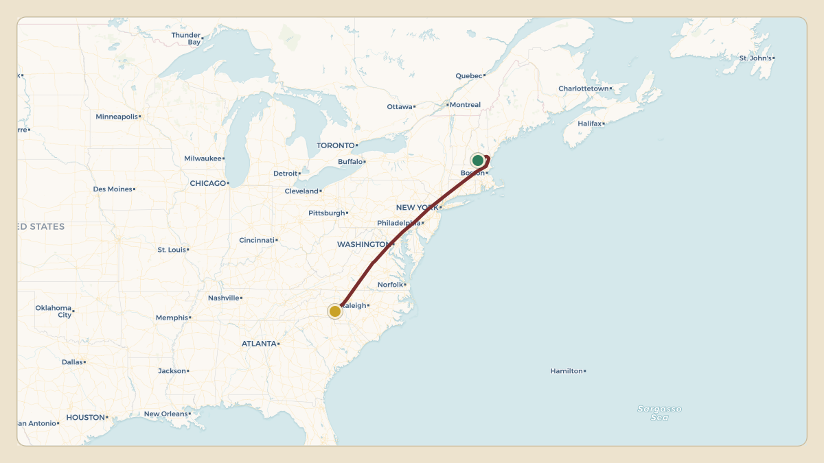 Flight path for Rick Hendrick's N508RH from KMHT — Manchester-Boston Regional Airport to KJQF — Concord-Padgett Regional Airport