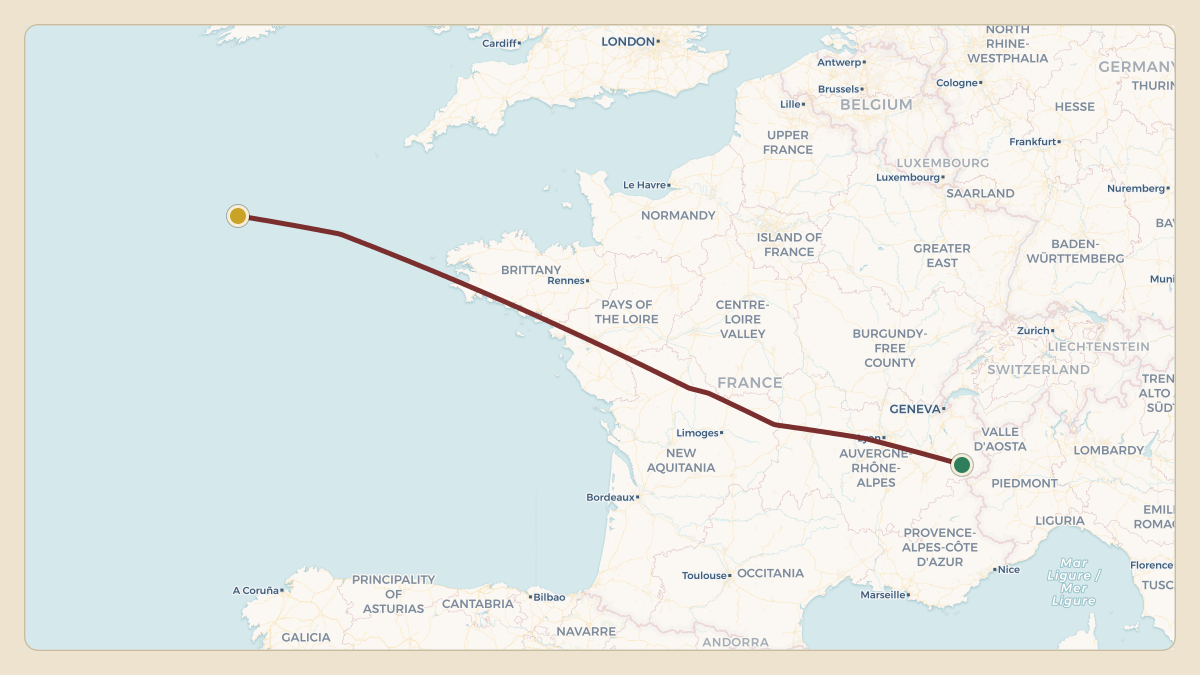 Flight path for J Balvin's 9H-JBJ from LFKD — Sollières Sardières Airfield to KTEB — Teterboro Airport