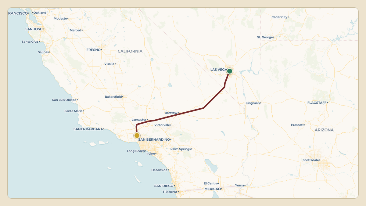 Flight path for MGM Resorts's N781MM from KLAS — Harry Reid International Airport to KVNY — Van Nuys Airport