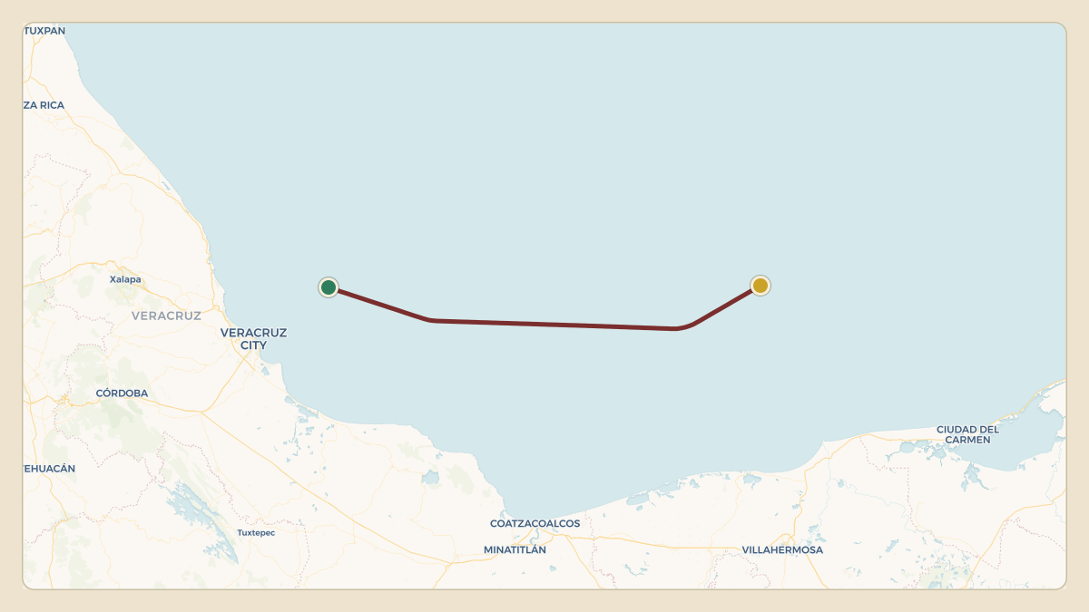 Flight path for Sergio Perez's XA-ASP from MMVR — General Heriberto Jara International Airport to 19.52°, -93.01°