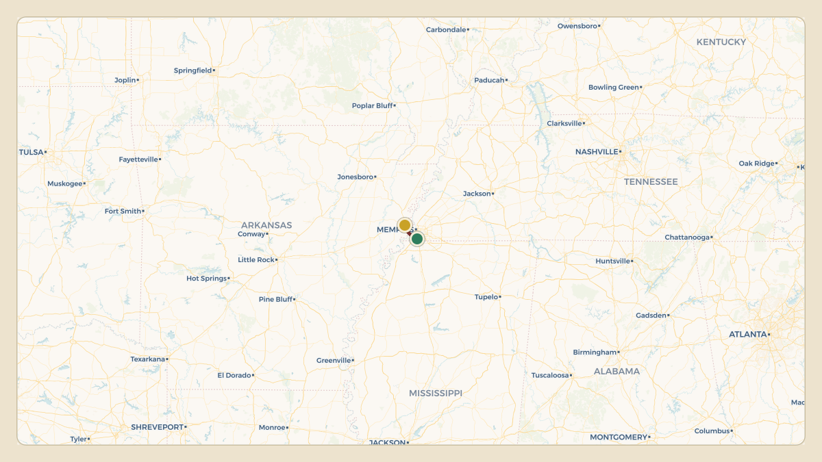 Flight path for Sarah Huckabee Sanders's N390SP from KMEM — Memphis International Airport to KAWM — West Memphis Municipal Airport
