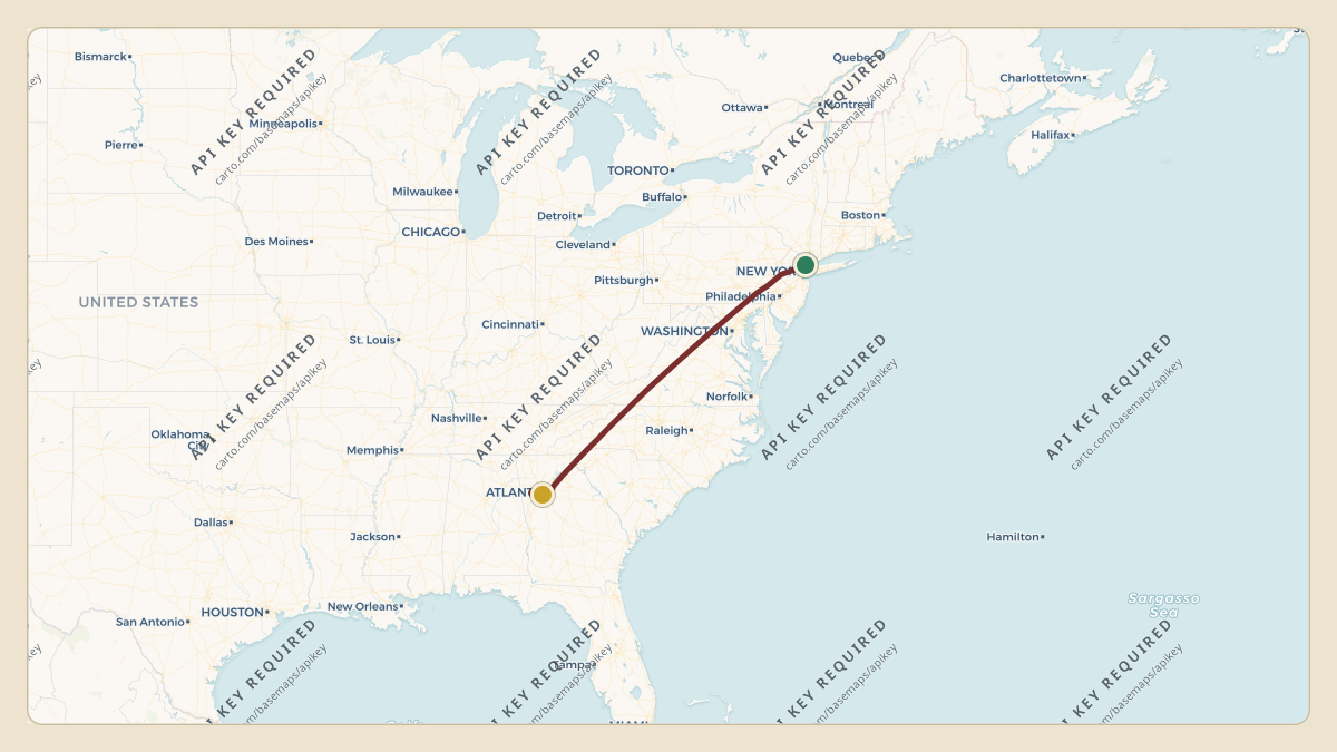 Flight path for Steve Tisch's N18NY from KTEB — Teterboro Airport to KATL — Hartsfield Jackson Atlanta International Airport