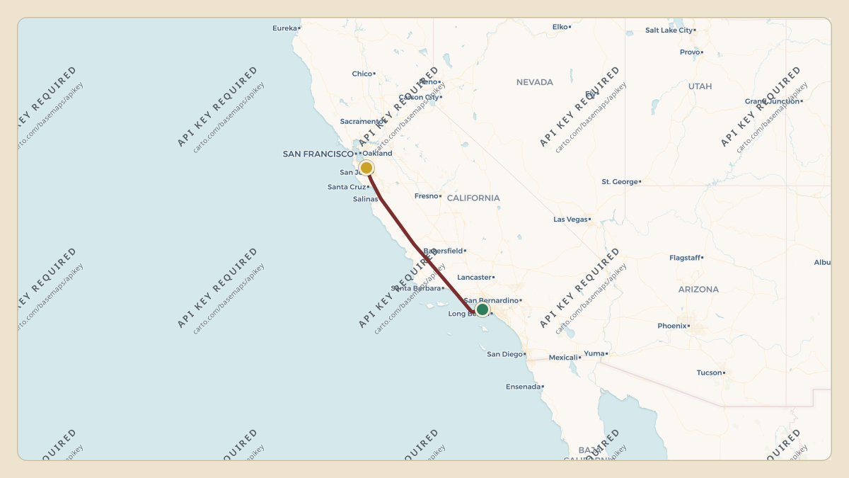Flight path for Elon Musk's N272BG from KLAX — Los Angeles International Airport to KNUQ — Moffett Federal Airfield
