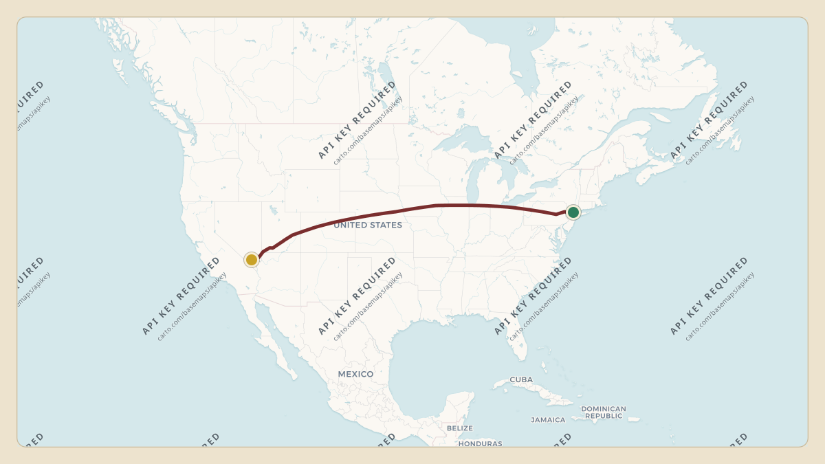 Flight path for MGM Resorts's N781MM from KTEB — Teterboro Airport to KLAS — Harry Reid International Airport