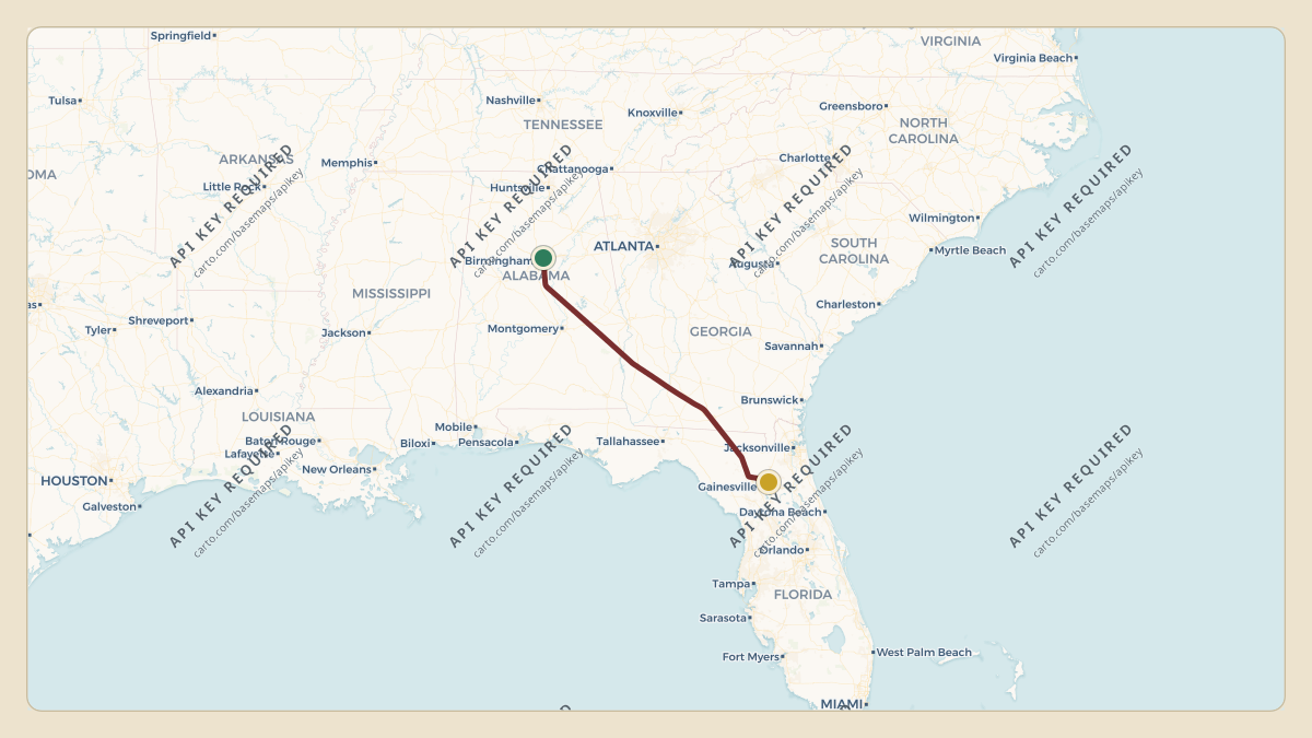 Flight path for Jon Sumrall's N101FG from AL16 — Turkey Creek Airport to 81FL — The Flying Horseman Airport