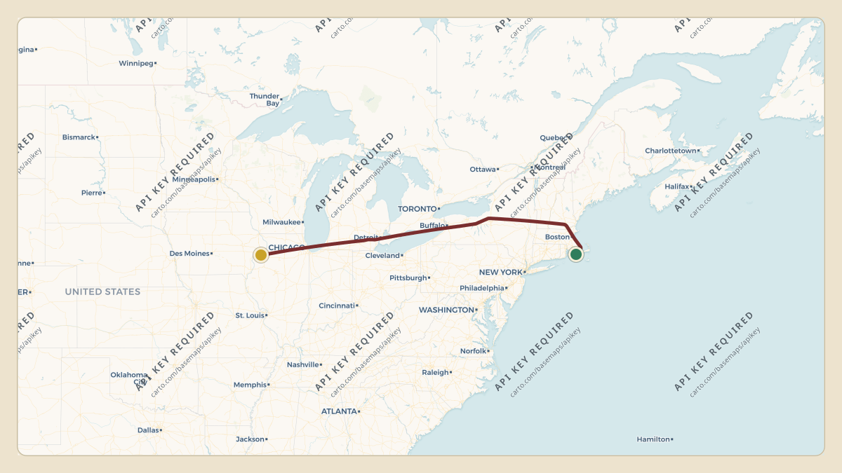 Flight path for Deere & Co's N282JD from KMVY — Martha's Vineyard Airport to KMLI — Quad City International Airport
