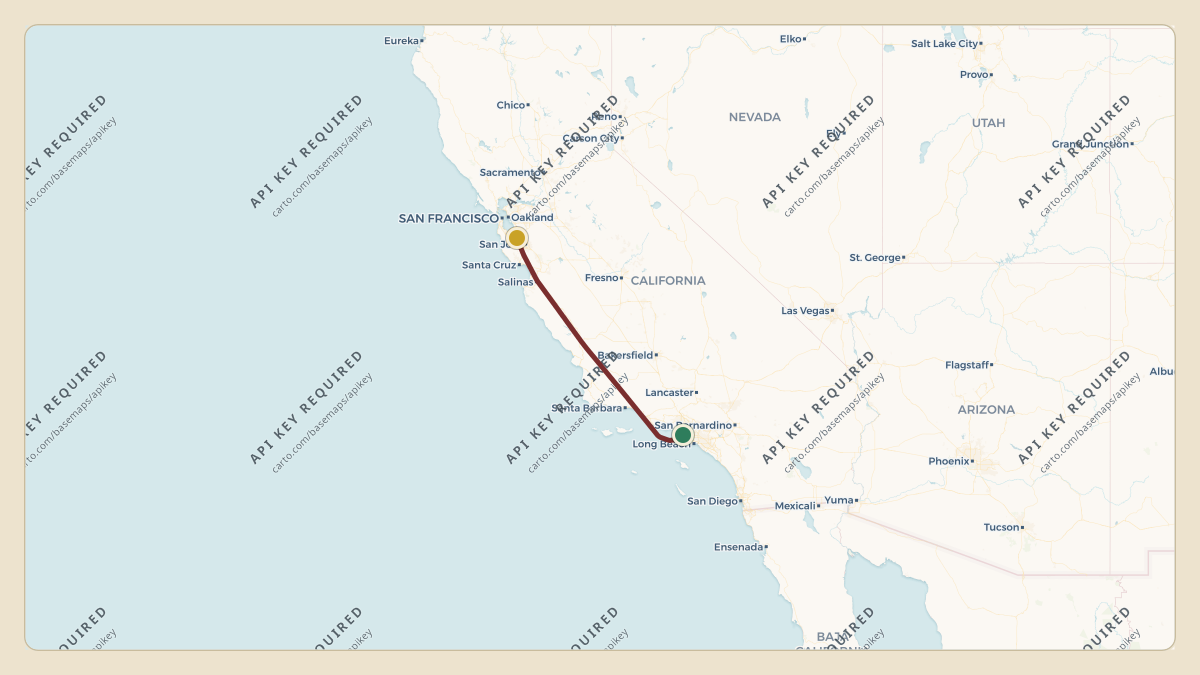 Flight path for Elon Musk's N272BG from KLAX — Los Angeles International Airport to KNUQ — Moffett Federal Airfield