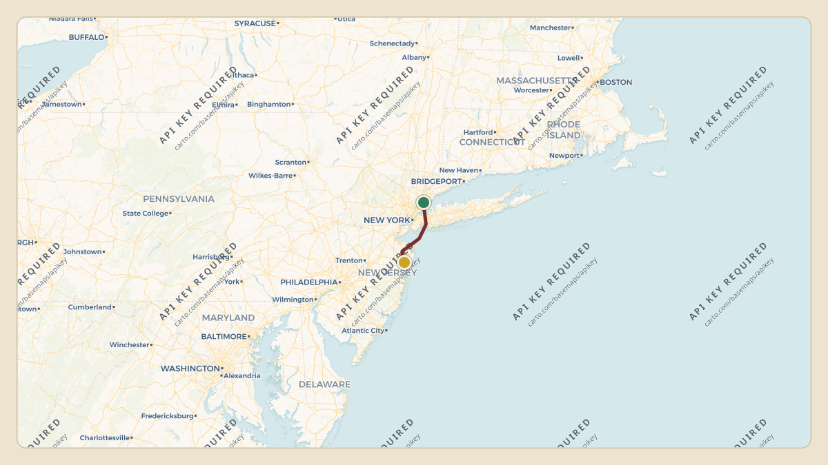 Flight path for PNC Financial's N852DL from KHPN — Westchester County Airport to KBLM — Monmouth Executive Airport